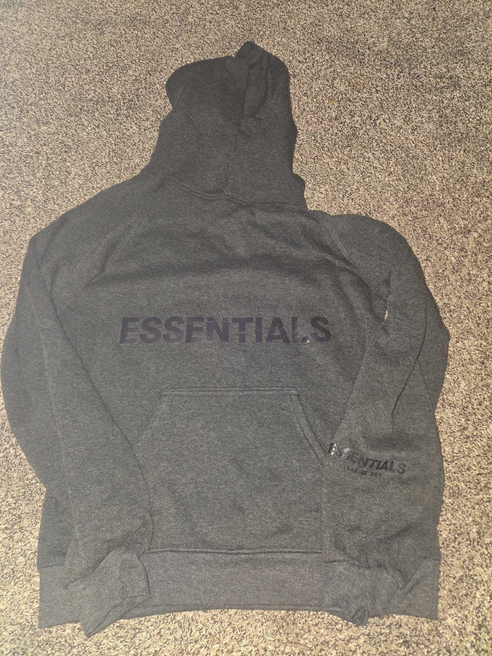 Essentials Dark Gray Pullover Hoodie with Logo